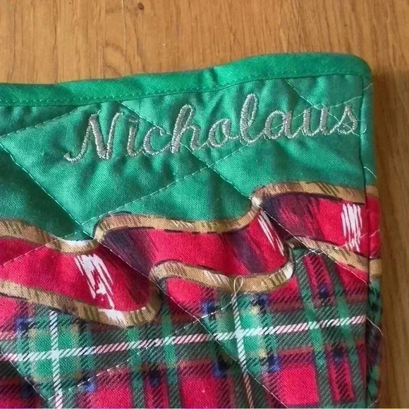 Vtg Christmas Stocking “Nicholaus” Dog Themed - Picture 2 of 5